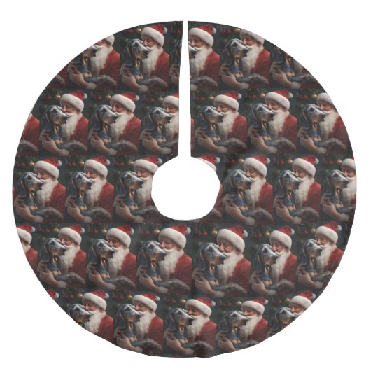 サンタクロースのクリスマスとブルーティック ブラッシュドポリエステルツリースカート (正面)