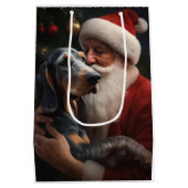 サンタクロースのクリスマスとブルーティック ミディアムペーパーバッグ (裏面)