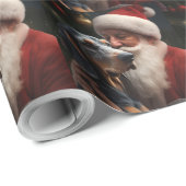 サンタクロースのクリスマスとブルーティック ラッピングペーパー (ロールコーナー)