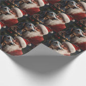 サンタクロースのクリスマスとブルーティック ラッピングペーパー (角)