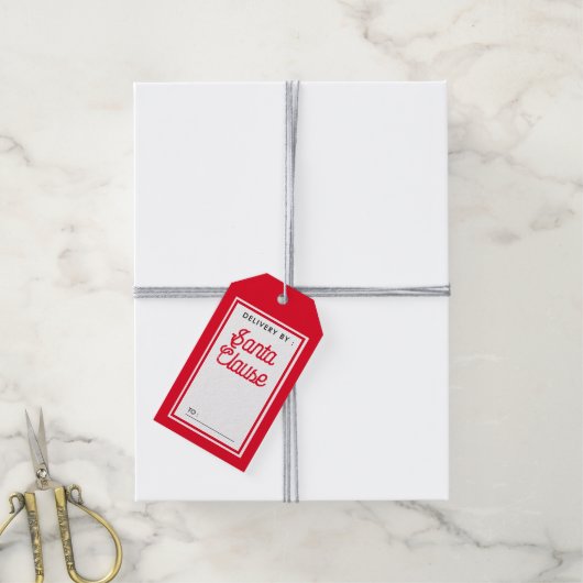 サンタクロースのクリスマスに届赤と白く ギフトタグ (より糸付き)