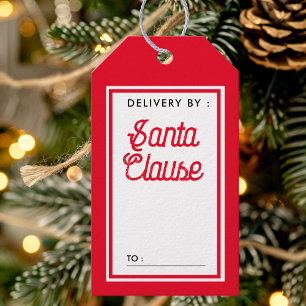サンタクロースのクリスマスに届赤と白く ギフトタグ