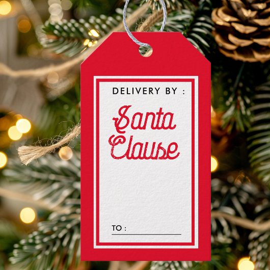 サンタクロースのクリスマスに届赤と白く ギフトタグ