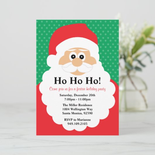 サンタクロースのクリスマスのパーティの招待状 招待状 (スタンド正面)