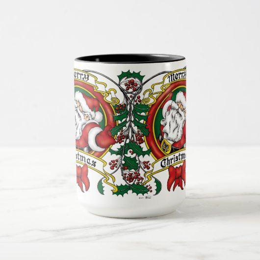 サンタクロースのクリスマスのリース マグカップ (中央)