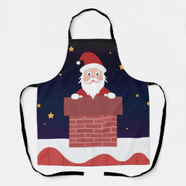 サンタクロースのクリスマスの夜の煙突の下 エプロン