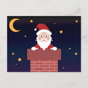 サンタクロースのクリスマスの夜の煙突の下 ポストカード