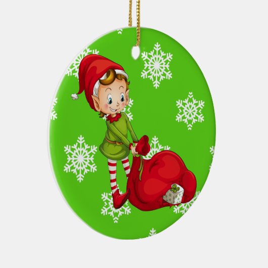 サンタクロースのクリスマスの小妖精や小人の陶磁器のオーナメント セラミックオーナメント (右)