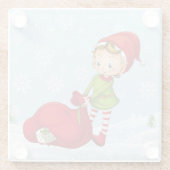 サンタクロースのクリスマスの小妖精や小人ガラスのコースター ガラスコースター (裏面)