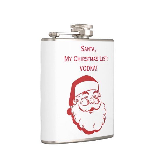 サンタクロースのクリスマスの欲しい物のリストのおもしろいなウォッカのカスタム フラスク (右)