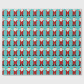 サンタクロースのクリスマスの漫画のニヤニヤなびく ラッピングペーパー (フラット)