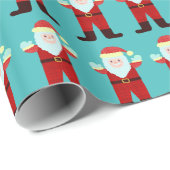 サンタクロースのクリスマスの漫画のニヤニヤなびく ラッピングペーパー (ロールコーナー)