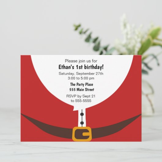 サンタクロースのクリスマスの誕生日のパーティの招待状 招待状 (スタンド正面)