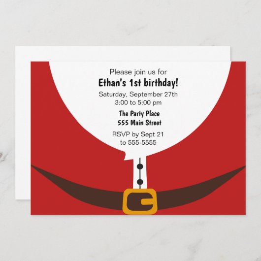 サンタクロースのクリスマスの誕生日のパーティの招待状 招待状 (正面/裏面)