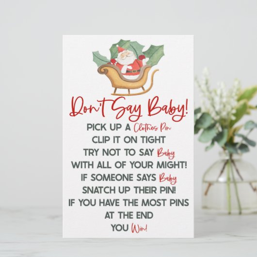 サンタクロースのクリスマスは赤ちゃんシャワーのゲームを言わない 便箋 (スタンド正面)