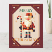 サンタクロースのクリスマスカードとキャンディーケイン カード (正面)