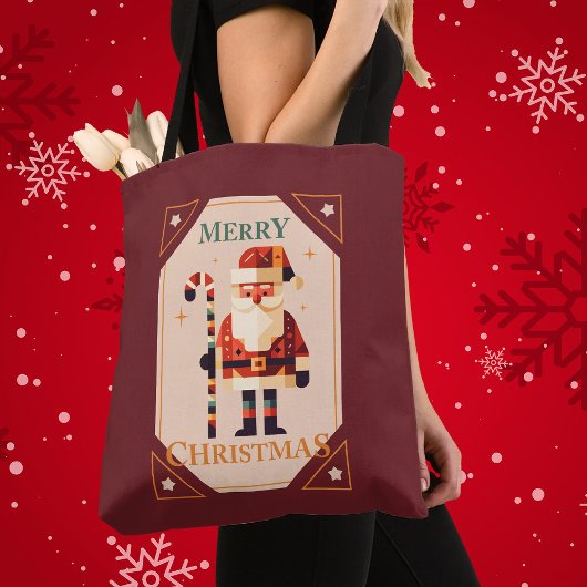 サンタクロースのクリスマスカードとキャンディーケイン トートバッグ