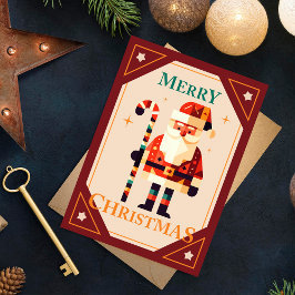 サンタクロースのクリスマスカードとキャンディーケイン ポストカード