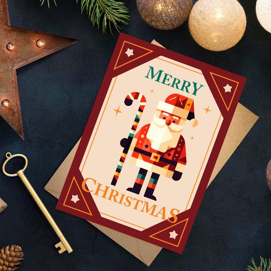 サンタクロースのクリスマスカードとキャンディーケイン ポストカード