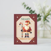 サンタクロースのクリスマスカードとキャンディーケイン ポストカード (スタンド正面)