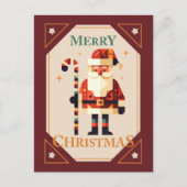 サンタクロースのクリスマスカードとキャンディーケイン ポストカード (正面)