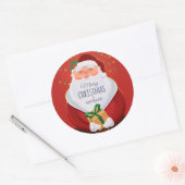 サンタクロースのクリスマスギフトステッカー ラウンドシール (封筒)