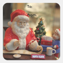 サンタクロースのクリスマスギフトラップシール。 スクエアシール