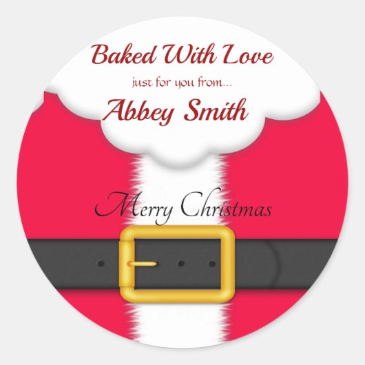 サンタクロースのクリスマスクッキー、キャンディ、お菓子 ラウンドシール (正面)