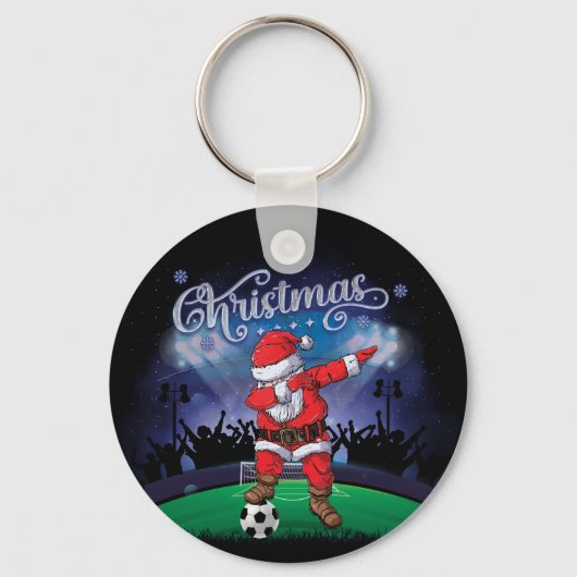 サンタクロースのクリスマスサッカー キーホルダー (正面)