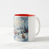 サンタクロースのクリスマスシーン ツートーンマグカップ (正面右)