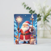 サンタクロースのクリスマスシーン ポストカード (スタンド正面)