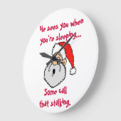 サンタクロースのクリスマスストーカージョーク ラージ壁時計 (傾斜)