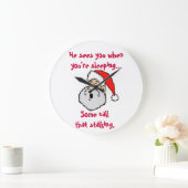 サンタクロースのクリスマスストーカージョーク ラージ壁時計 (ホーム)