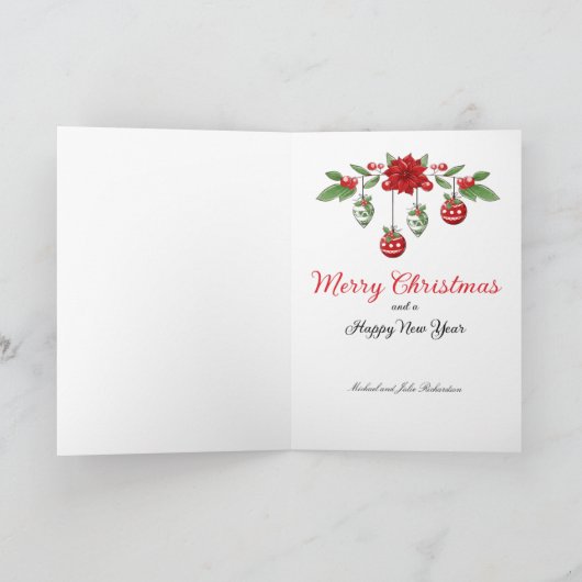 サンタクロースのクリスマスツリーのパーソナライズ署名 シーズンカード (内部)