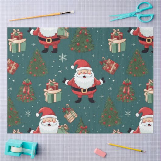 サンタクロースのクリスマスツリーギフトクリスマス 薄葉紙 (クラフト)