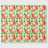 サンタクロースのクリスマスツリークリスマスホリデーカワイイ ラッピングペーパー (フラット)