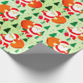 サンタクロースのクリスマスツリークリスマスホリデーカワイイ ラッピングペーパー (角)