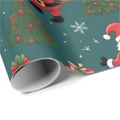 サンタクロースのクリスマスツリーグリーンクリスマス ラッピングペーパー (ロールコーナー)