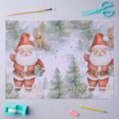 サンタクロースのクリスマスツリーズドッグクリスマス 薄葉紙 (クラフト)