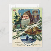 サンタクロースのクリスマスツリーベルスター シーズンポストカード (正面/裏面)
