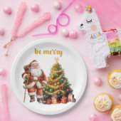 サンタクロースのクリスマスツリーメリーベ ペーパープレート (パーティー)