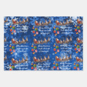 サンタクロースのクリスマスツリー小人トナカイの贈り物 ラッピングペーパーシート (正面3)