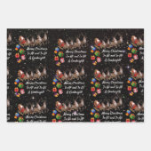 サンタクロースのクリスマスツリー小人トナカイの贈り物 ラッピングペーパーシート (正面3)