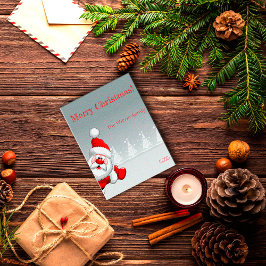 サンタクロースのクリスマスツリー雪はがき ポストカード