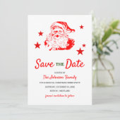 サンタクロースのクリスマスディナーパーティー保存日付 シーズンカード (スタンド正面)