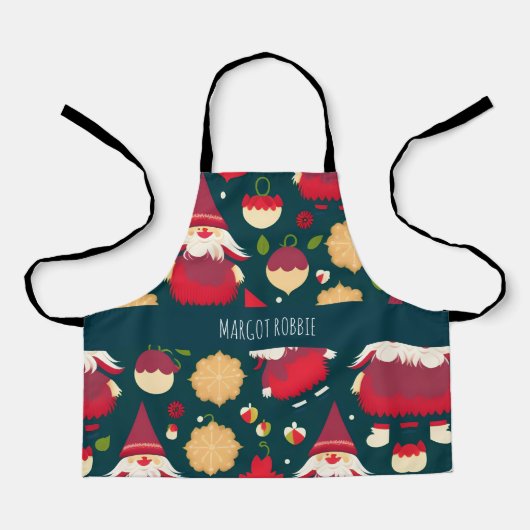 サンタクロースのクリスマスデコレーションの水柄 エプロン (正面)