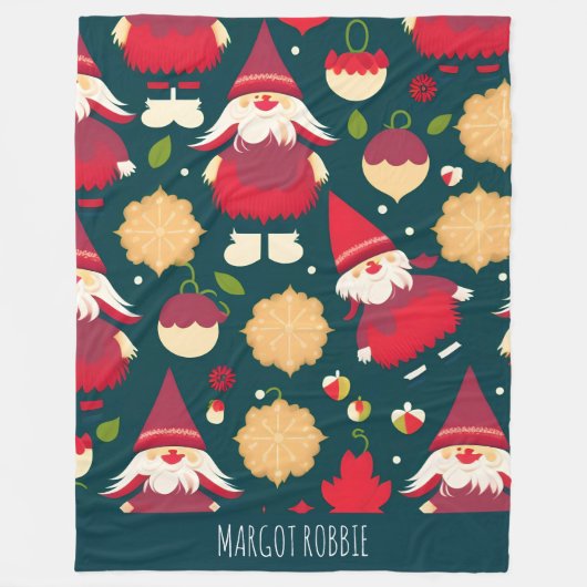 サンタクロースのクリスマスデコレーションの水柄 フリースブランケット (正面)