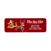サンタクロースのクリスマストナカイそりホホホホホホレッド ラベル (正面)