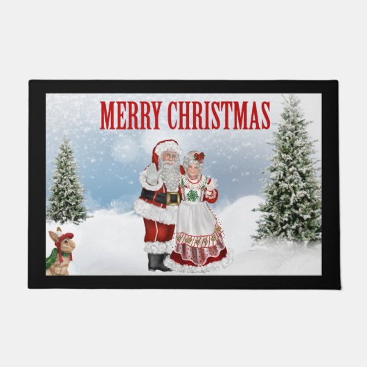 サンタクロースのクリスマスドアマット ドアマット (正面)