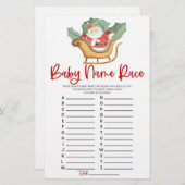 サンタクロースのクリスマスネームレース赤ちゃんシャワーゲーム 便箋 (正面/裏面)